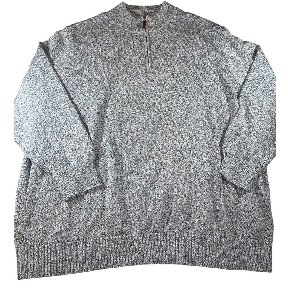 Oak Hill Mens 5XL Heather Blue Quarter Zip Pullover Sweater 100% Cotton‎